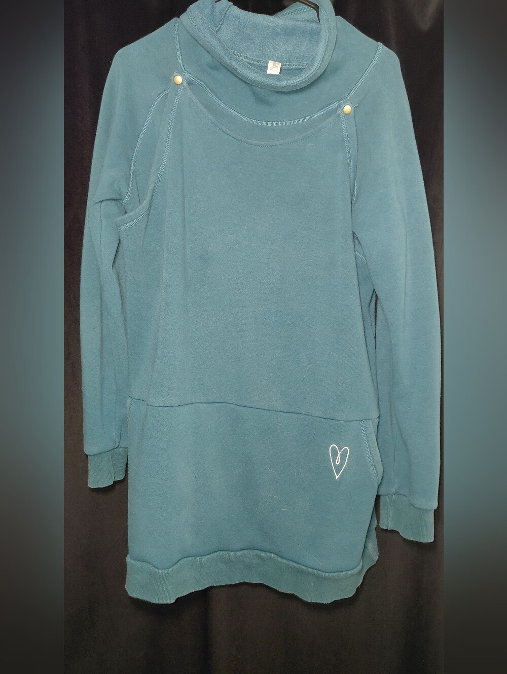 Latched Mama Teal Nursing Pullover Sweater with Heart Detail XL